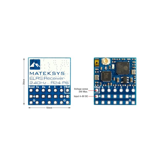 Wholesale Mateksys MATEK ELRS-R24-P6 R24-P6 EXPRESSLRS 2.4G 6CH PWM ExpressLRS 3.0 VBAT
